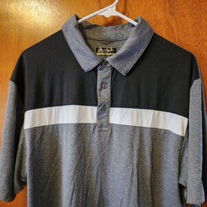 Men's Large Ben Hogan Performance Gray Striped Short Sleeve Polo Shirt